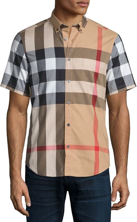 burberry button down shirt men's short sleeve|burberry button up short sleeve.